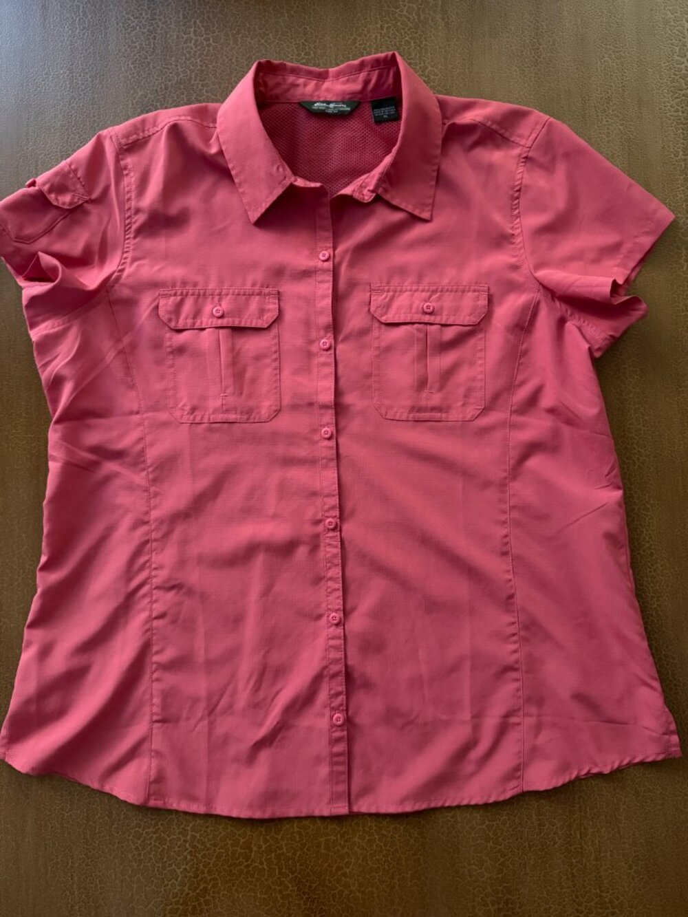 Eddie Bauer Coral Short Sleeve Button Shirt - Size XL